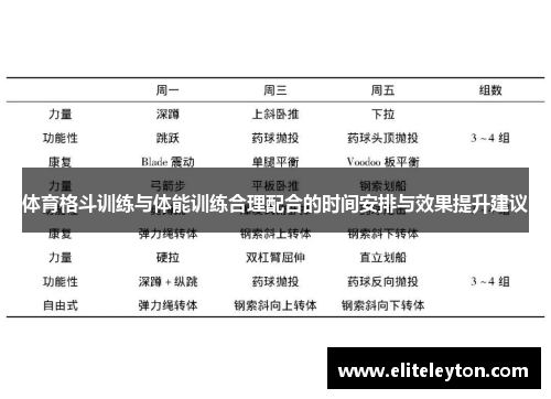 体育格斗训练与体能训练合理配合的时间安排与效果提升建议